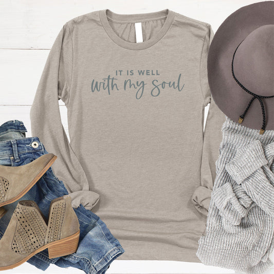 It is Well Long Sleeve - Heather Stone - 20