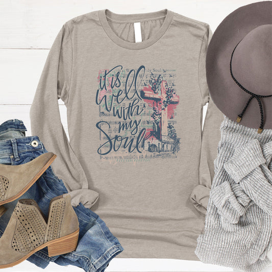 It is Well With My Soul Long Sleeve - Heather Stone - 20