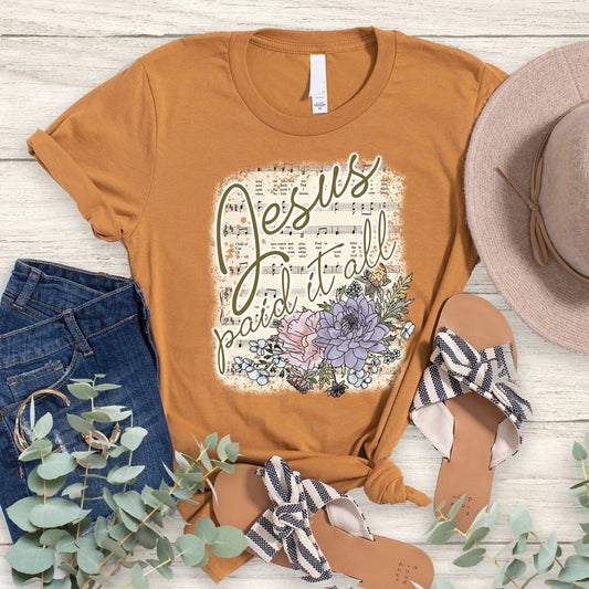Jesus Paid It All Tee - Heather Toast - 20