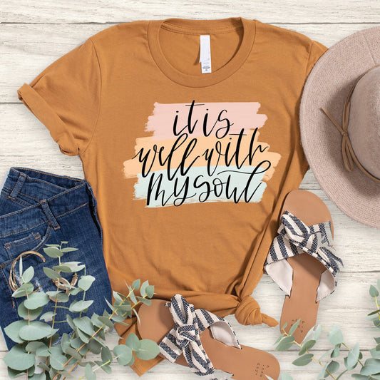 It is Well With My Soul Paint Swipe Tee - Heather Toast - 20