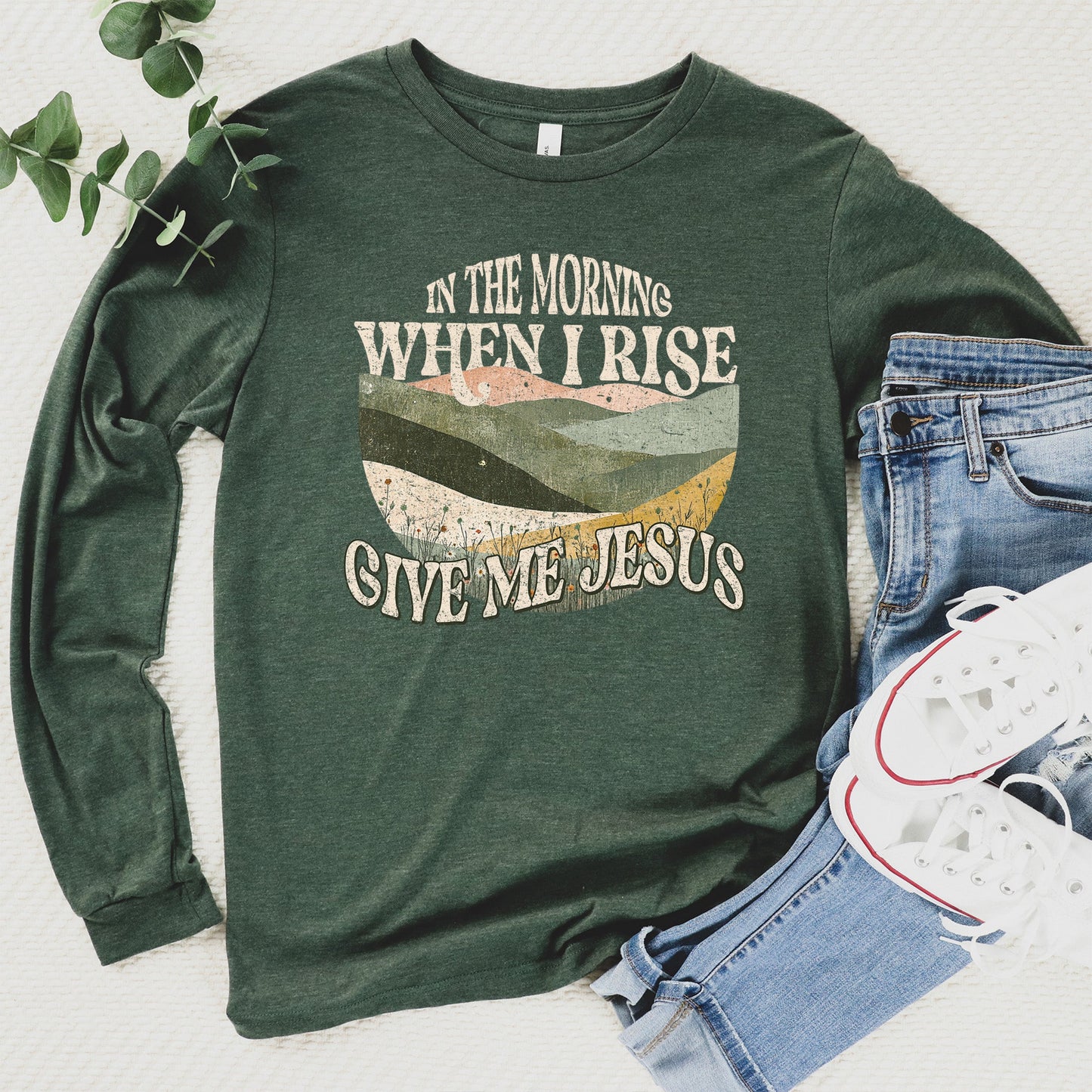 Give Me Jesus Long Sleeve - Heather Forest - 20