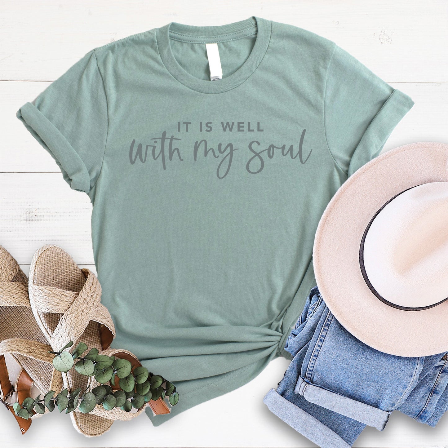 It is Well Tee - Heather Sage - 20