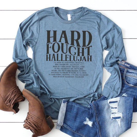 Hard Fought Hallelujah Long Sleeve - Heather Slate - 20