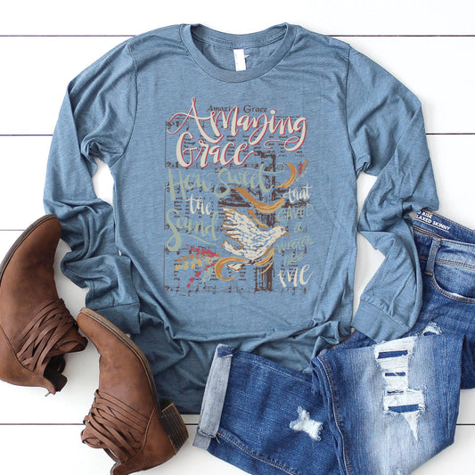 Amazing Grace Long Sleeve - Heather Slate - 20