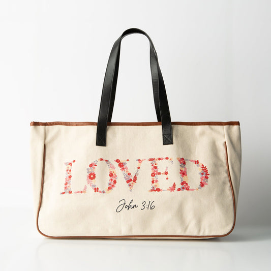 Floral Loved Canvas Tote Bag