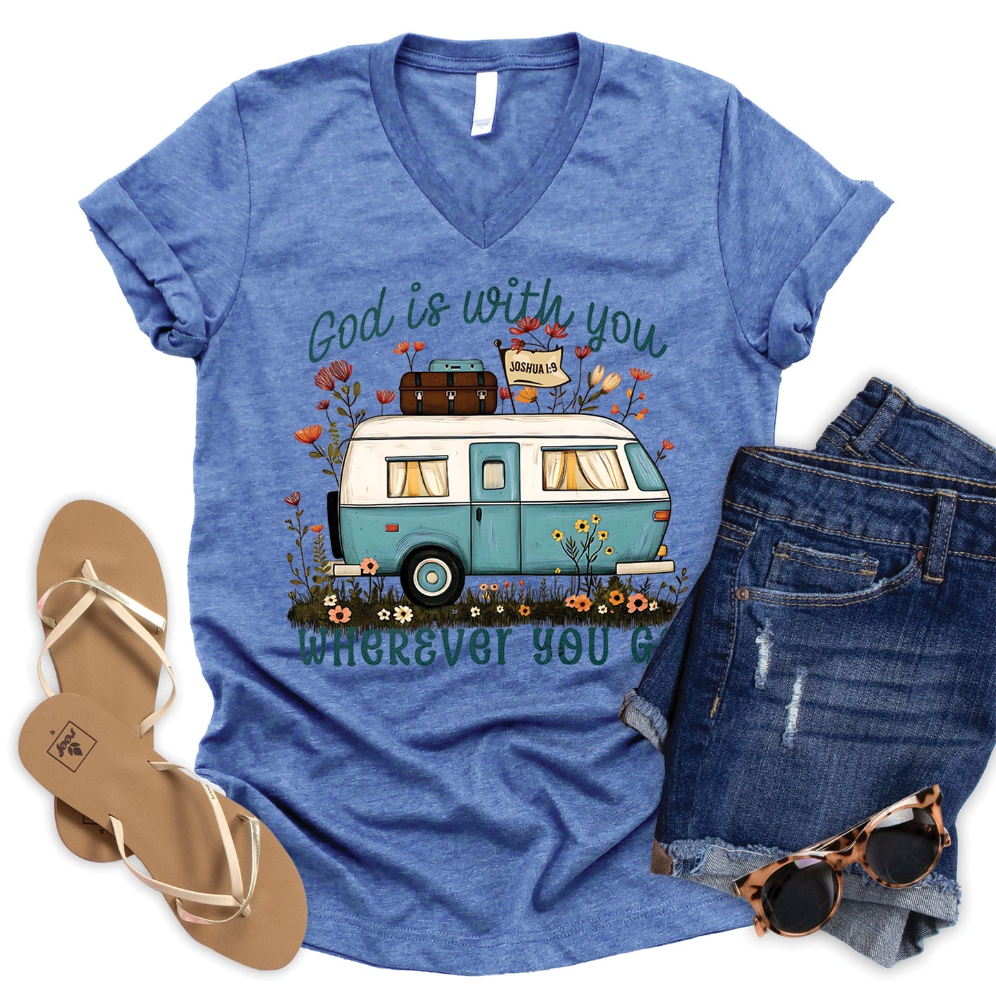 God is with you Camper V-Neck