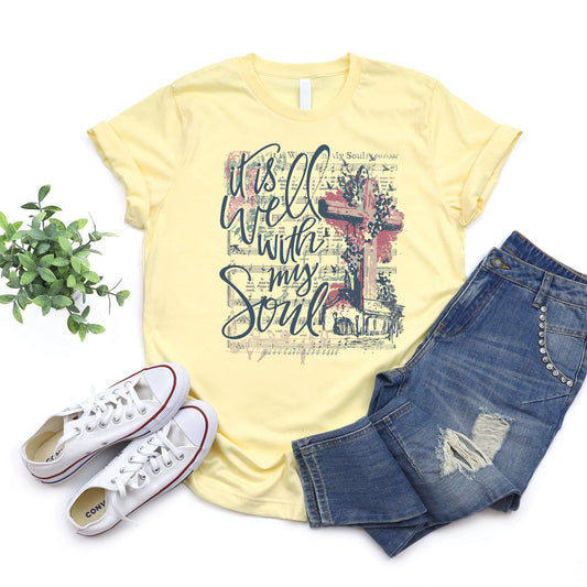 It is Well With My Soul Tee - Heather Pale Yellow - 20