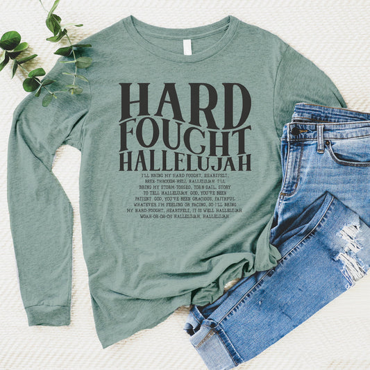 Hard Fought Hallelujah Long Sleeve - Heather Sage - 20