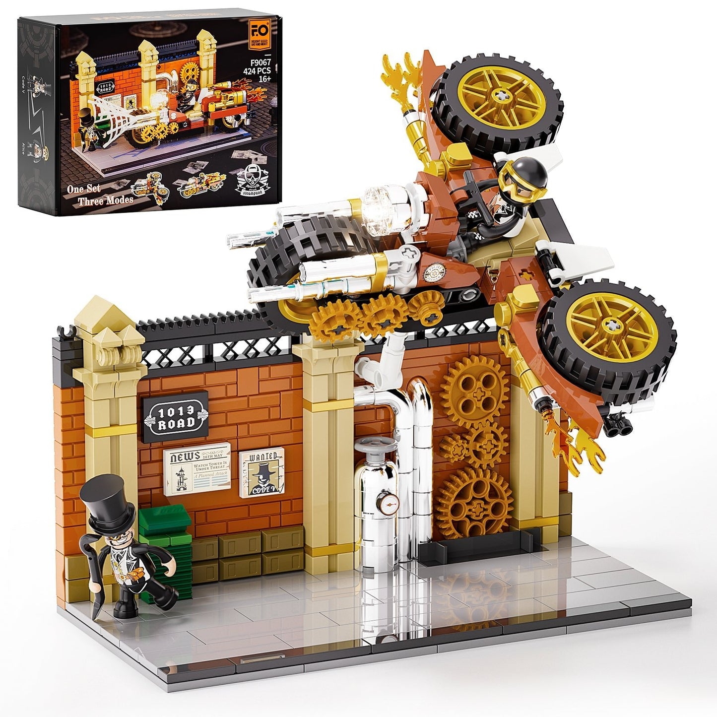 Steampunk Motorcycle Pursuit 424PCS