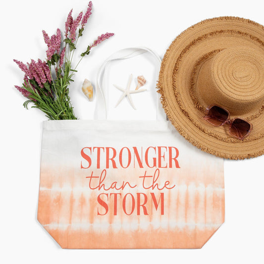 Stronger Than The Storm Peach Tie Dye Tote Bag