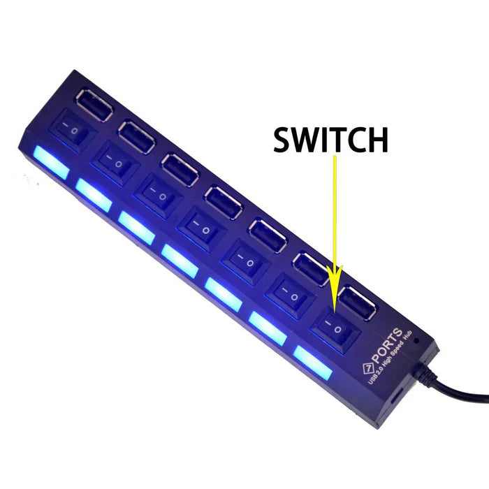 7 Ports USB Hub 2.0 USB Splitter Black- Not for sale, points redemption only